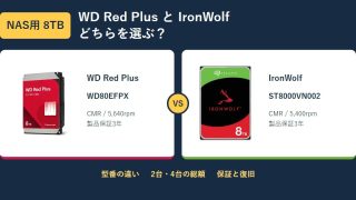 NAS用8TB HDDはWD Red PlusとIronWolfのどちらを選ぶ？WD80EFPXとST8000VN002を比較